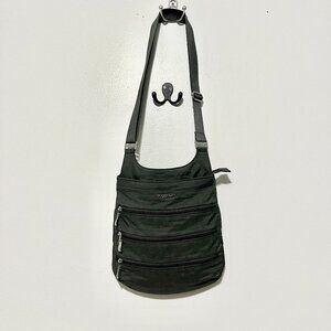 Baggallini Big Zipper Crossbody Bag Gray Adjustable RFID Nylon Travel Commuter